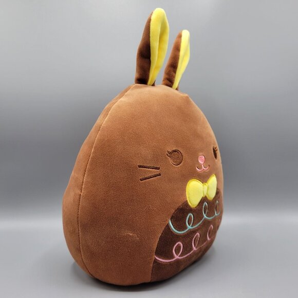 Squishmallows Dinora Chocolate Easter Bunny Rabbit Spring Plush Yellow Ears 8" - Picture 2 of 9